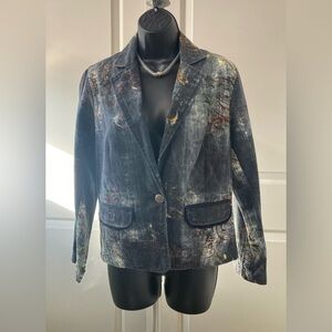 Chico's Black and Gray Blazer Jacket